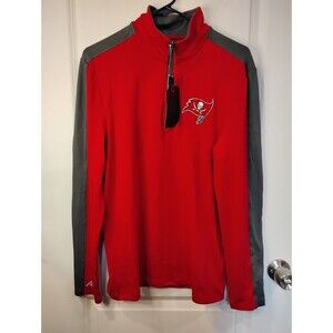 Men's Antigua Tampa Bay Buccaneers Quarter Zip Long Sleeve Sweater Red Small